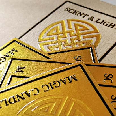 DTF UV Gold Stickers (linear meter) - 3D stickers with gold embellishment